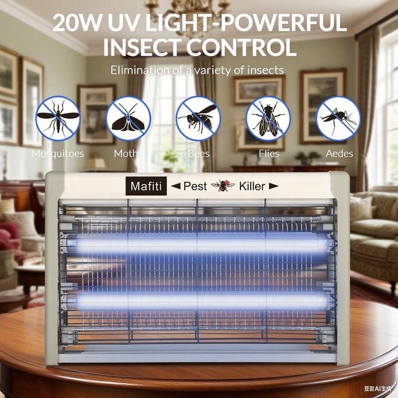 Mafiti Bug Zappers,Electric Insect Killer Indoor Mosquito Zapper Attracting Flies with UV Light 20W for Kitchen,Home,Indoor Garden Yard Commercial or Domestic Usage - Image 2