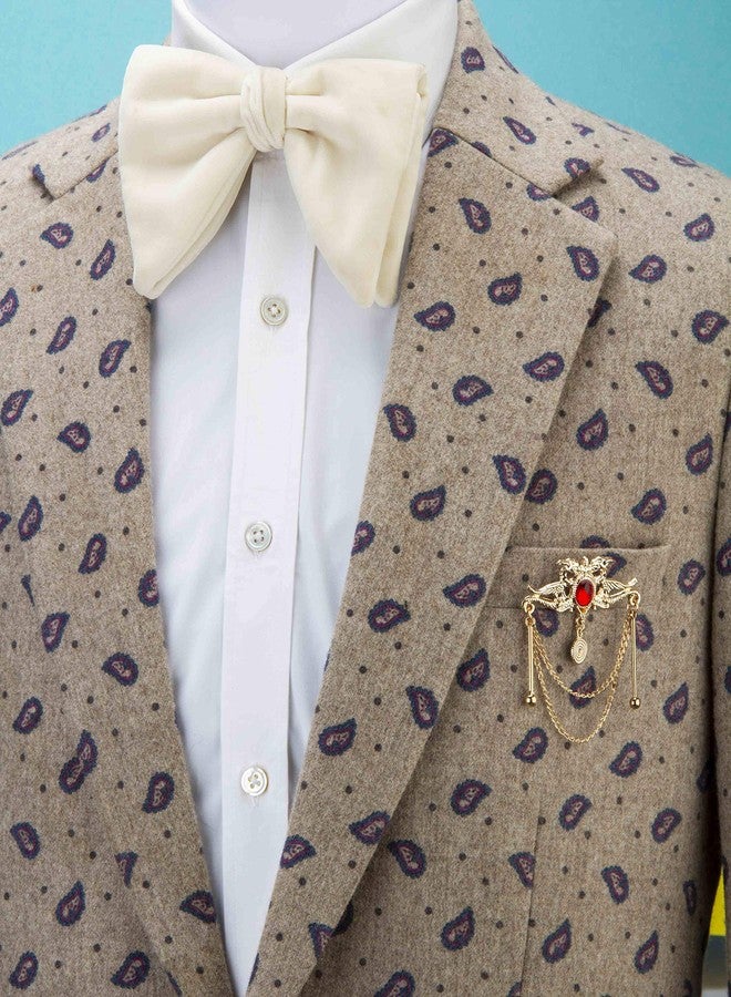 Knighthood دبوس بروش معدني على شكل تنين ذهبي مع حجر أحمر وسلسلة معلقة للرجال - Image 3