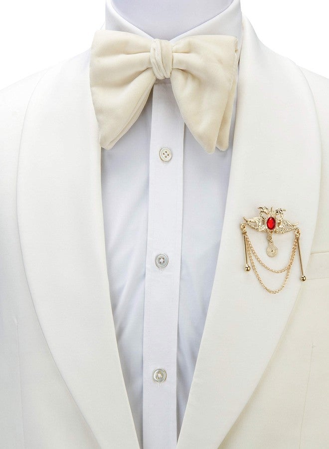 Knighthood دبوس بروش معدني على شكل تنين ذهبي مع حجر أحمر وسلسلة معلقة للرجال - Image 2