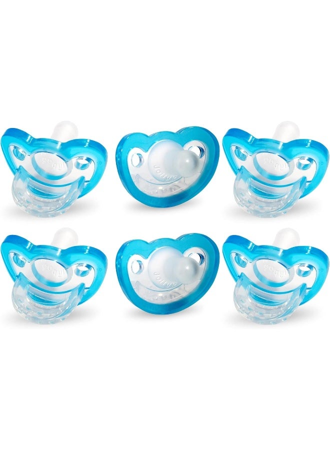 RaZbaby Jollypop Pacifier for Babies 3 Months and Up, USA Made, Natural Shaped Orthodontic Binky, Lovingly Shared in NICUs & Hospitals Worldwide, Medical-Grade 100% BPA-Free - 6 Pack - Blue - Image 1