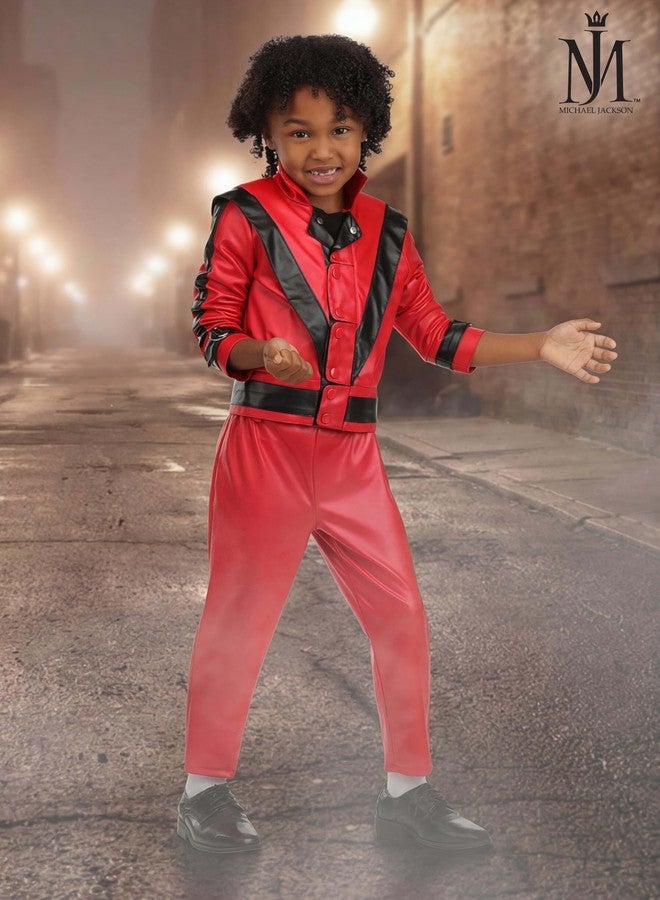 Fun Costumes Boy's Toddler Thriller Michael Jackson Costume, Red Pop Star Jacket and Pants Set for Kids, Iconic 80s Outfit 4T - Image 2