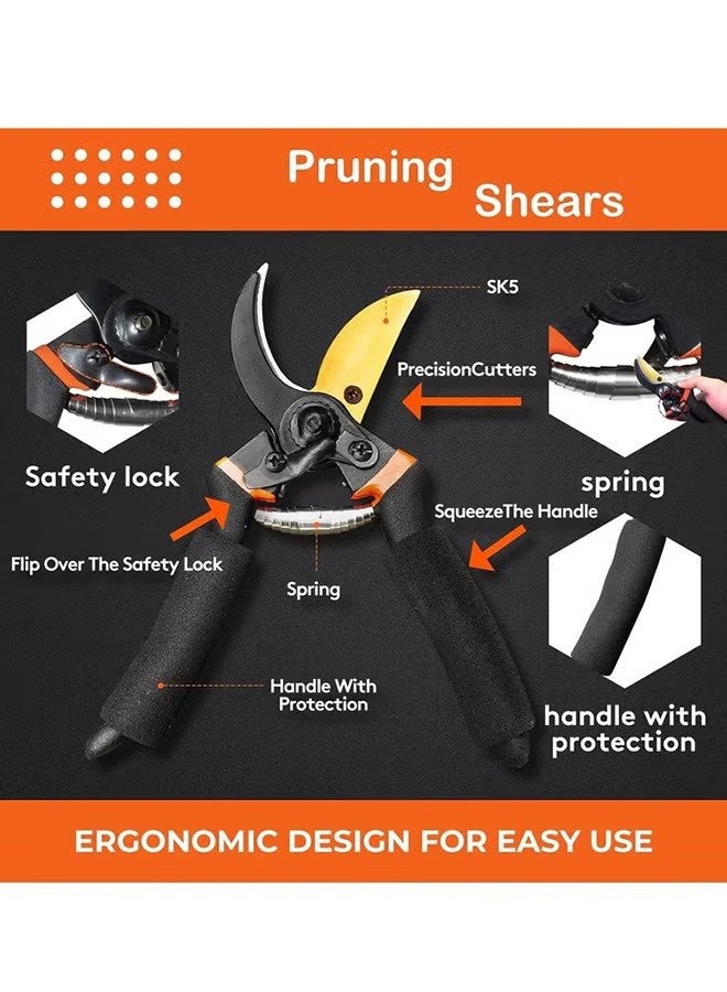 YJ Bypass Pruning Shears for Garden Effortless Pruning Shears for Grapevines Bonsai Gardens Trim Tree Branches and Flowers with Ease with SK5 Steel Sharp Blades and Soft Cushion Grip Handle - Image 3