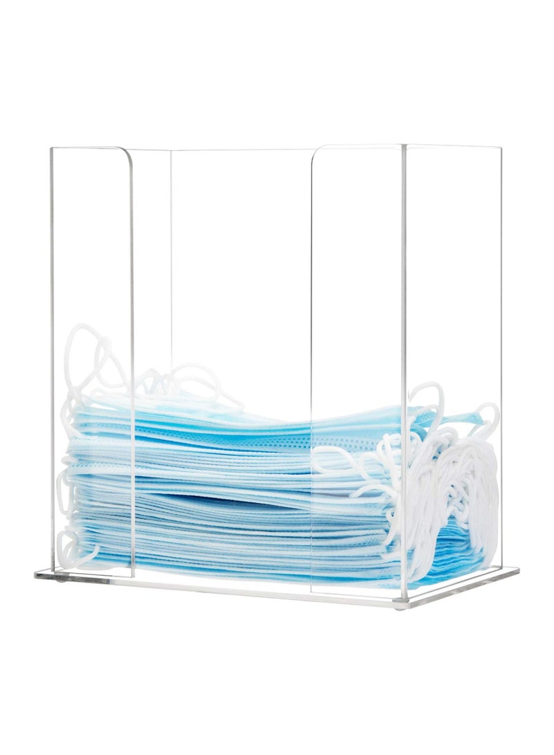 TPGP Premium Clear Acrylic Personal Face Mask Storage Box, Disposable Cleaning Gloves Shoe Covering Dispenser Holder - Image 1