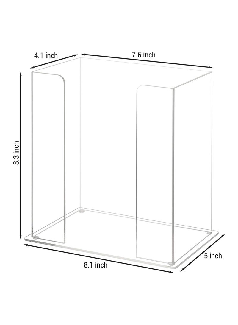 TPGP Premium Clear Acrylic Personal Face Mask Storage Box, Disposable Cleaning Gloves Shoe Covering Dispenser Holder - Image 3