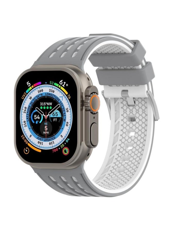 أكاليكس سوار سيليكون ثنائي اللون متوافق مع ساعات أبل ألترا 3 | 2 | 1 للرجال والنساء متوافق مع مقاسات 49 مم / 45 مم / 44 مم / 42 مم. سوار رياضي ناعم مقاوم للماء بفتحات عمودية، متوافق مع ساعات أبل من السلسلة 11 / 10 / 9 / 8 / 7 / 6 / 5 / 4 / 3 / 2 / 1 - Image 1