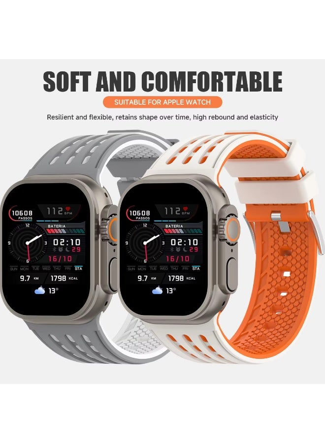 أكاليكس سوار سيليكون ثنائي اللون متوافق مع ساعات أبل ألترا 3 | 2 | 1 للرجال والنساء متوافق مع مقاسات 49 مم / 45 مم / 44 مم / 42 مم. سوار رياضي ناعم مقاوم للماء بفتحات عمودية، متوافق مع ساعات أبل من السلسلة 11 / 10 / 9 / 8 / 7 / 6 / 5 / 4 / 3 / 2 / 1 - Image 5