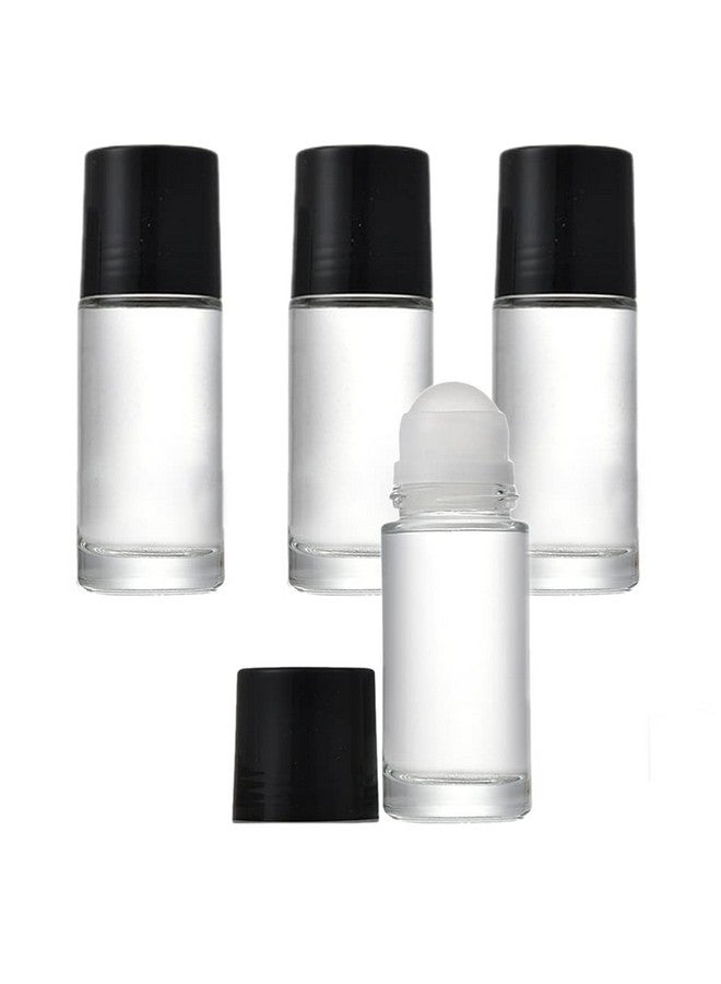 Wresty 4 Pack Of 1.7Oz/50Ml Glass Roll On Bottles Deodorant Roller Bottles Travel Deodorant Containers Diy Rollerball Bottles For Perfume Sunscreen Moisturizer Cosmetics - Image 1