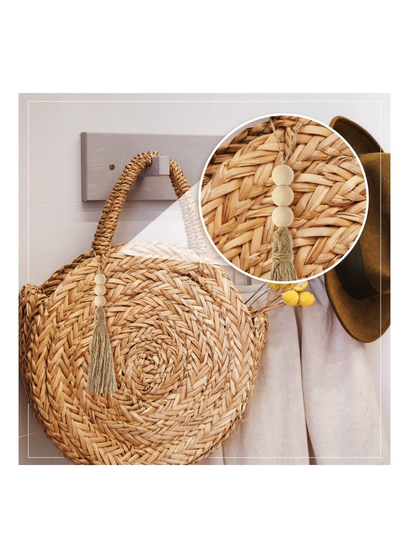 Captaintech 30 Sets Wood Beads Natural Jute Rope Tassels Beaded Tassels for Crafts Farmhouse Decorative Sewing Tassels Home Decor Tassels for Wedding Party Garland DIY Projects Decorations - Image 3