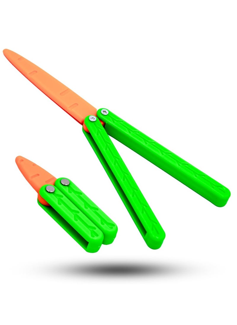 Generic - Plastic Butterfly Knife, Toy Butterfly Knife, 2 Pieces, Fidget Toy, Practice Prop, Fake Butterfly Knife, Carrot Butterfly Knife, Made with 3D Printing Technology - Image 1