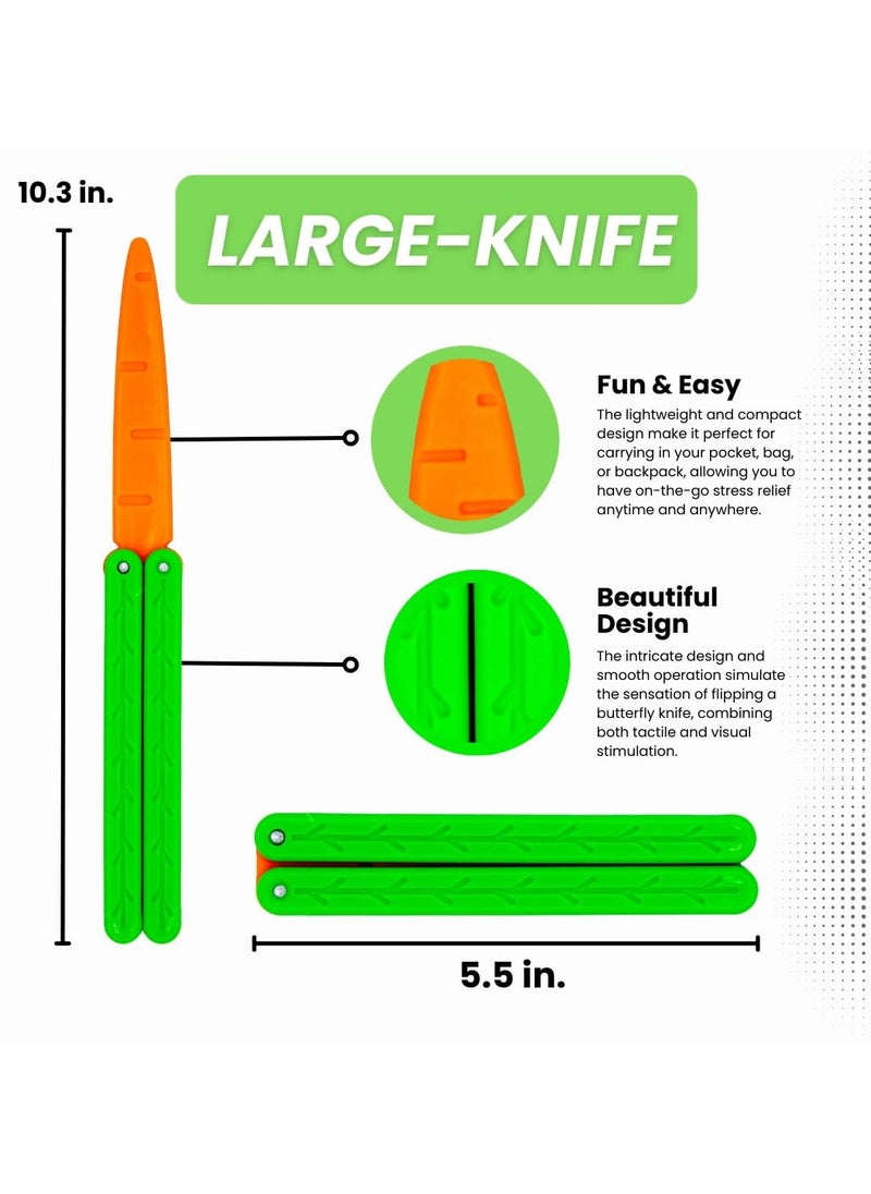 Generic - Plastic Butterfly Knife, Toy Butterfly Knife, 2 Pieces, Fidget Toy, Practice Prop, Fake Butterfly Knife, Carrot Butterfly Knife, Made with 3D Printing Technology - Image 1