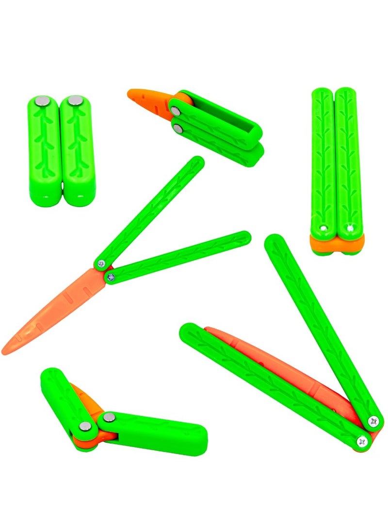 Generic - Plastic Butterfly Knife, Toy Butterfly Knife, 2 Pieces, Fidget Toy, Practice Prop, Fake Butterfly Knife, Carrot Butterfly Knife, Made with 3D Printing Technology - Image 1