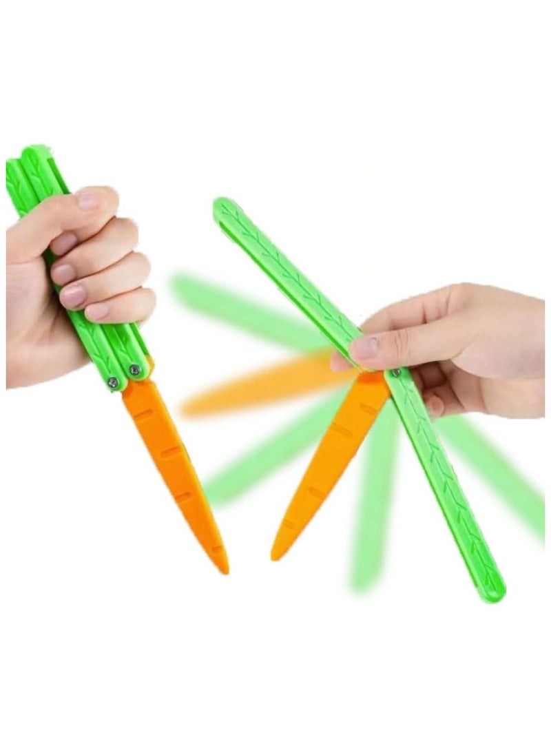 Generic - Plastic Butterfly Knife, Toy Butterfly Knife, 2 Pieces, Fidget Toy, Practice Prop, Fake Butterfly Knife, Carrot Butterfly Knife, Made with 3D Printing Technology - Image 1