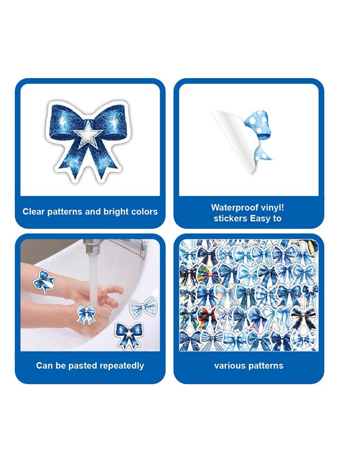 Photon 50 Pcs Blue Bows Sticker,  Waterproof Vinyl Girly Sticker, For Water Bottle Scrapbook Laptop Luggage Helmet Bike Computer Motorcycle Skateboard - Image 4
