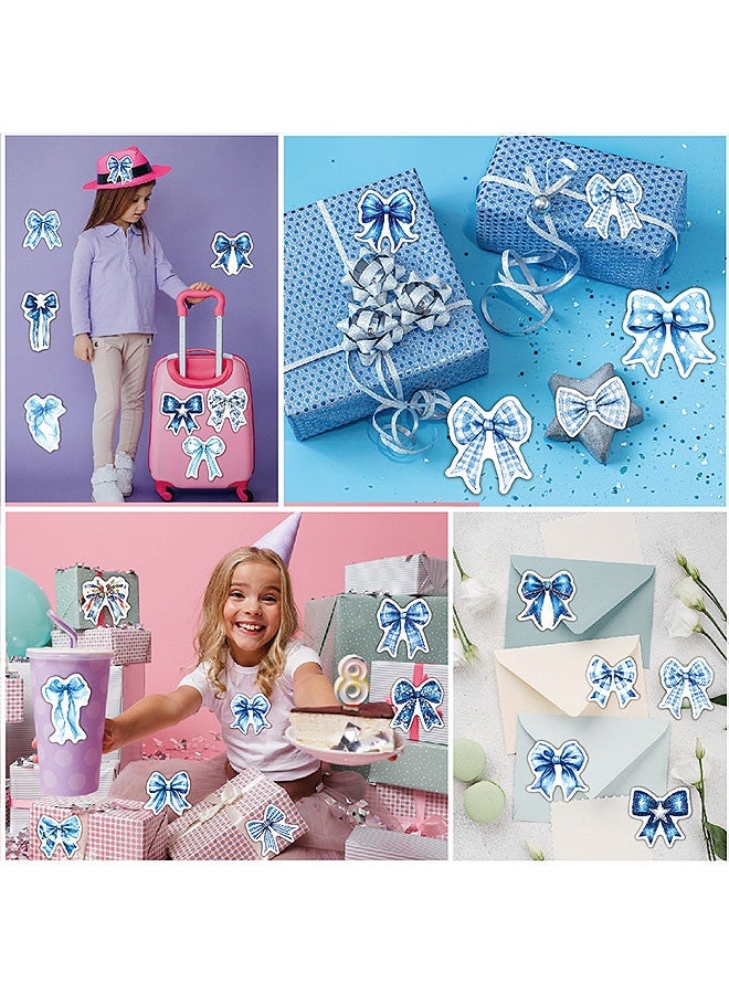 Photon 50 Pcs Blue Bows Sticker,  Waterproof Vinyl Girly Sticker, For Water Bottle Scrapbook Laptop Luggage Helmet Bike Computer Motorcycle Skateboard - Image 3