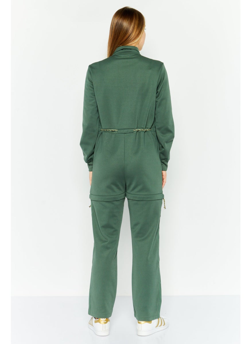 adidas Originals Women Sportswear Fit Long Sleeve Outdoor Jumpsuits, Green  - Image 4