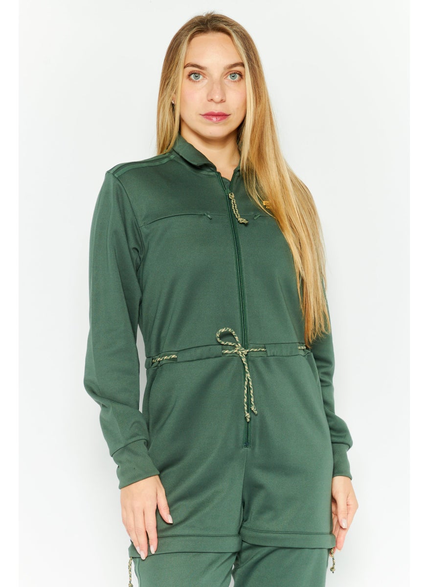 adidas Originals Women Sportswear Fit Long Sleeve Outdoor Jumpsuits, Green  - Image 3