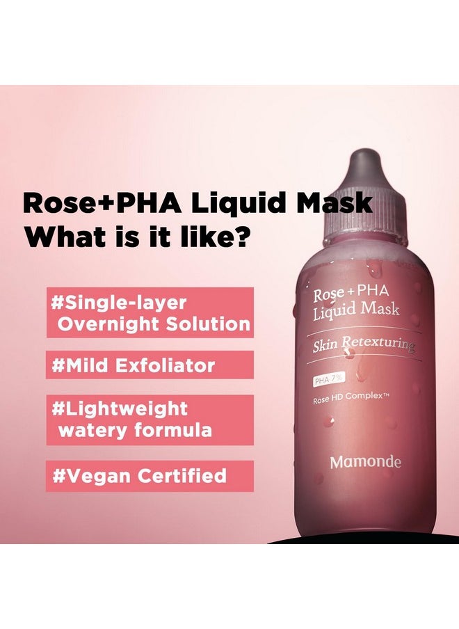 Mamonde - Rose Pha Liquid Mask Daily Leaveon Face Exfoliator With Pha 7% Gentle Exfoliating Overnight Serum With Hyaluronic Acid For Glowing Skin Facial Exfoliant 2.71 Fl Oz - Image 1