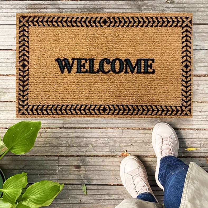 Pan Home Henza Printed Door Mat 45x75cm - Natural/Black