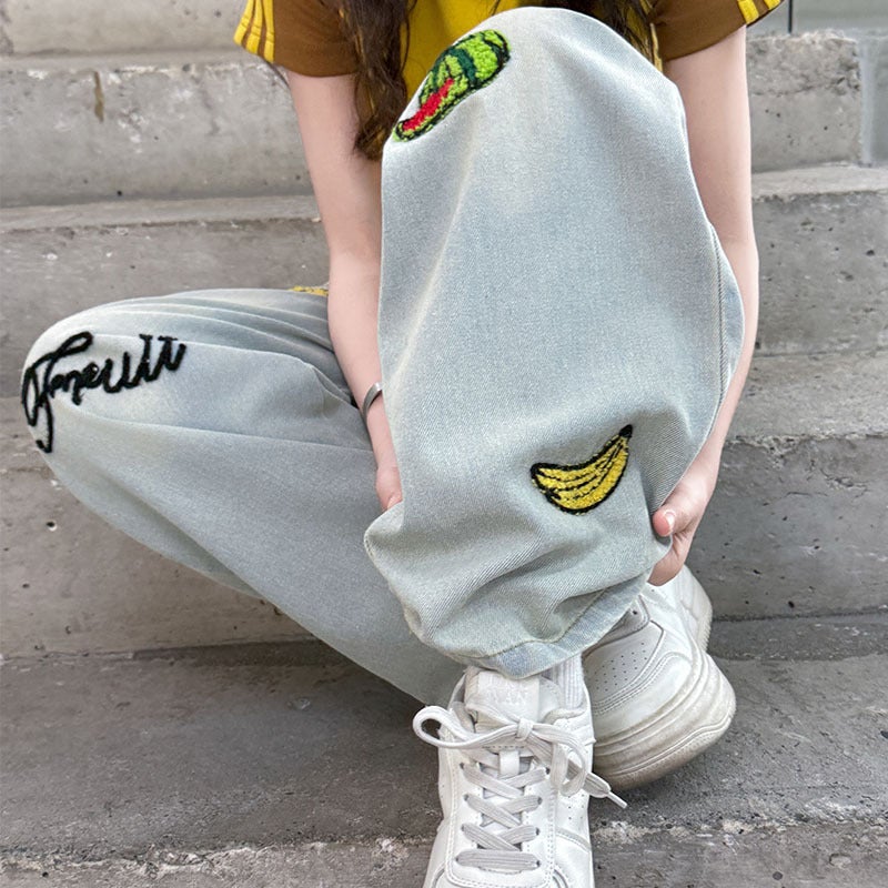 Girl'S 2025 Jeans New Children'S Loose Wide Leg Pants Straight Girls' Pants Mid-Big Boy Western Style - Image 5