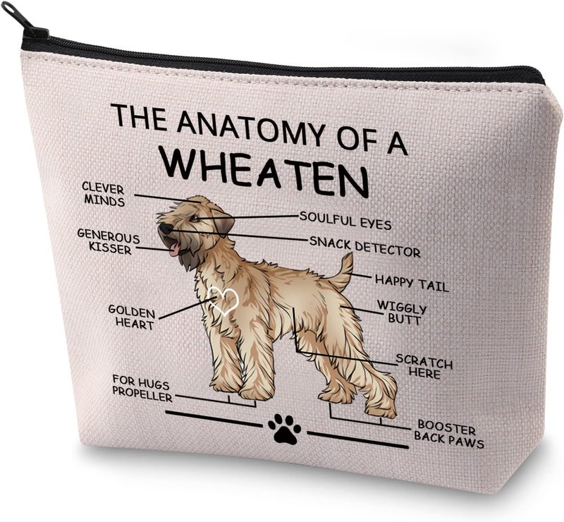 LEVLO Funny Wheaten Terrier Lovers Gifts The Anatomy of A Wheaten Clever Minds Cosmetic Bags Wheaten Veterinary Mom Travel Toiletry Bags (Wheaten)