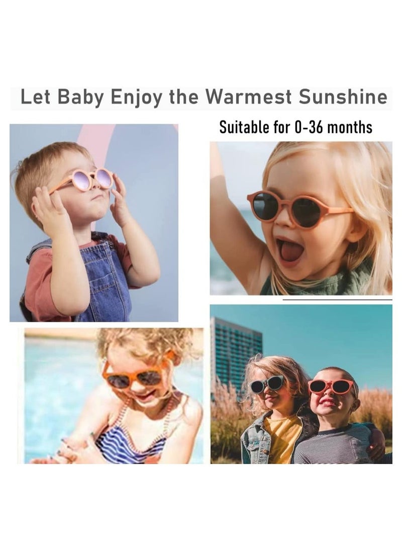 Adjustable Polarized Baby Sunglasses with UV 400 Protection - Soft Silicone Frame for Boys  Girls, 0-48 Months - Infant Outdoor Sunshade - Flexible Strap Included (Pink) - Image 2