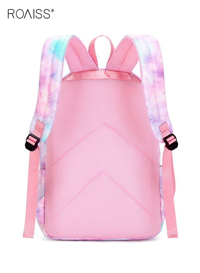 roaiss 3 Pcs Backpack Sets, Girls Fashion Bookbag Set with Lunch Bag and Pen Bag, Large Capacity School Bag with Multi Pockets, Lightweight Water Resistant Daypack, Suitable for Girls over 135cm in Height, 30*16*43cm, Pink - Image 2