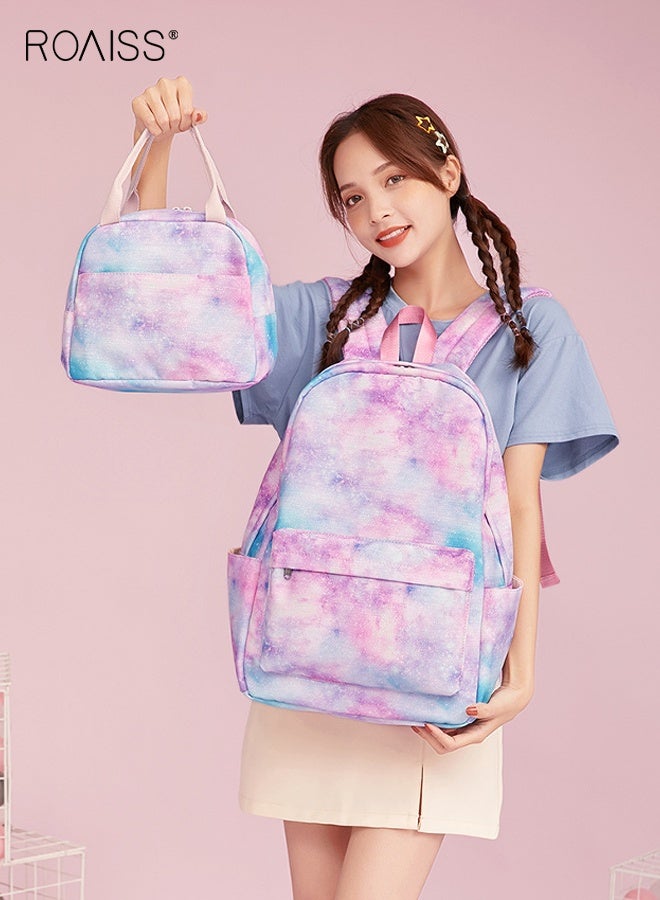 roaiss 3 Pcs Backpack Sets, Girls Fashion Bookbag Set with Lunch Bag and Pen Bag, Large Capacity School Bag with Multi Pockets, Lightweight Water Resistant Daypack, Suitable for Girls over 135cm in Height, 30*16*43cm, Pink - Image 4