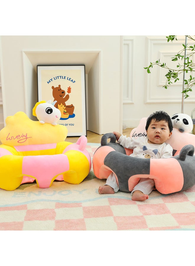 Cartoon Cloud Baby Learning Seat Infant Sitting Practice Artifact Anti-side Fall Sofa Chair-Specifications:Leather (no Filler)-Color:Strawberry Powder Rabbit - Image 3