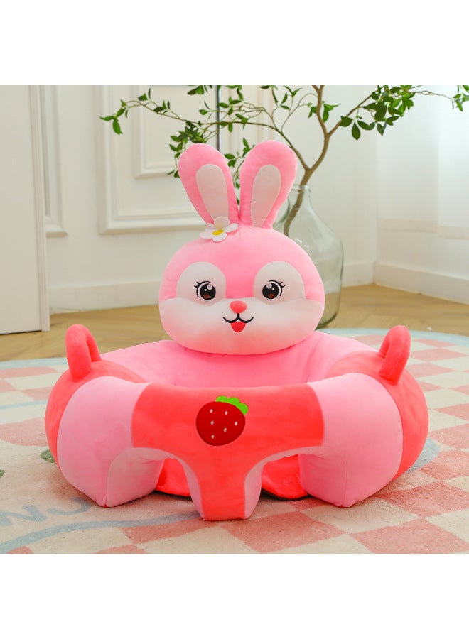 Cartoon Cloud Baby Learning Seat Infant Sitting Practice Artifact Anti-side Fall Sofa Chair-Specifications:Leather (no Filler)-Color:Strawberry Powder Rabbit - Image 1