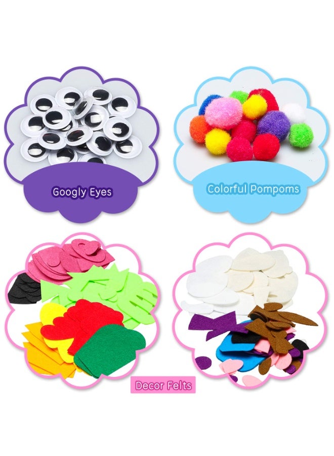 VIUAUAX 6Pcs Hand Puppet Making Kit, Art Craft Felt Sock Puppet Toys, Creative DIY Make Your Own Pompoms Wiggle Googly Eyes Storytelling Role Play Party Supplies Gift for Girls Boys (Animals) - Image 2