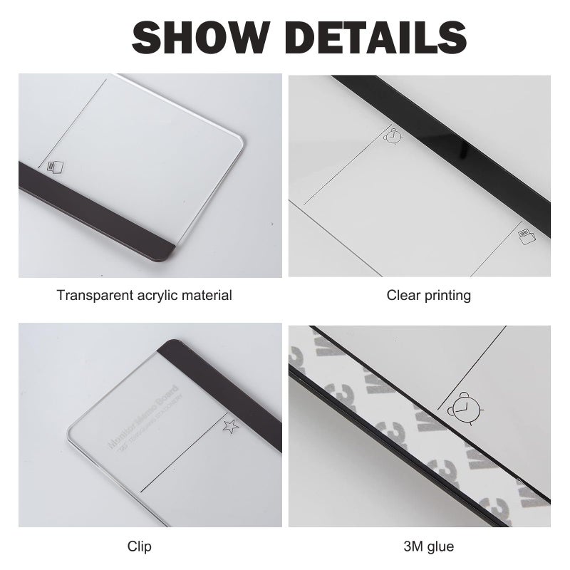 edooi Office Desk Accessories 2pcs Computer Message Board Monitor Memo Board Office Supplies for Women Men Computer Sticky Note Holder with Functional Areas for Office Home Work Desk - Image 2