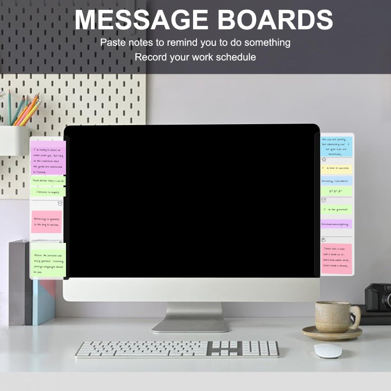 edooi Office Desk Accessories 2pcs Computer Message Board Monitor Memo Board Office Supplies for Women Men Computer Sticky Note Holder with Functional Areas for Office Home Work Desk - Image 5
