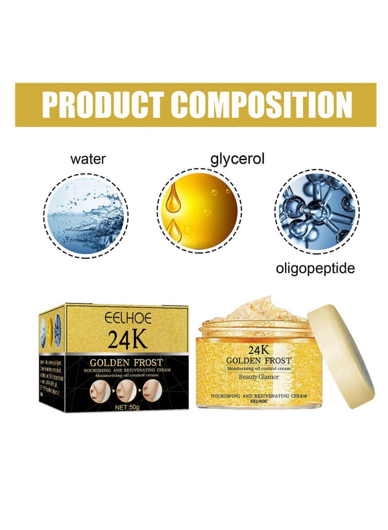 EELHOE Eelhoe 24K Gold Face Cream, Firming, Lifting, Anti-Aging, Fade Wrinkle Cream, Moisturizing, Whitening, Brighten, Smooth Face Skin Repair - Image 2