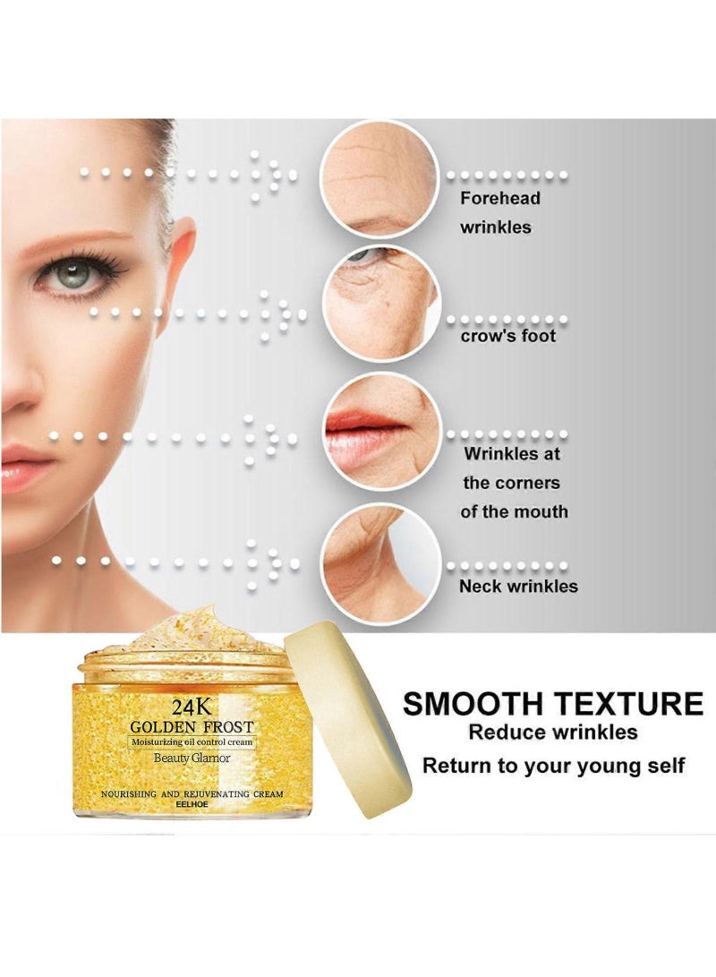 EELHOE Eelhoe 24K Gold Face Cream, Firming, Lifting, Anti-Aging, Fade Wrinkle Cream, Moisturizing, Whitening, Brighten, Smooth Face Skin Repair - Image 3