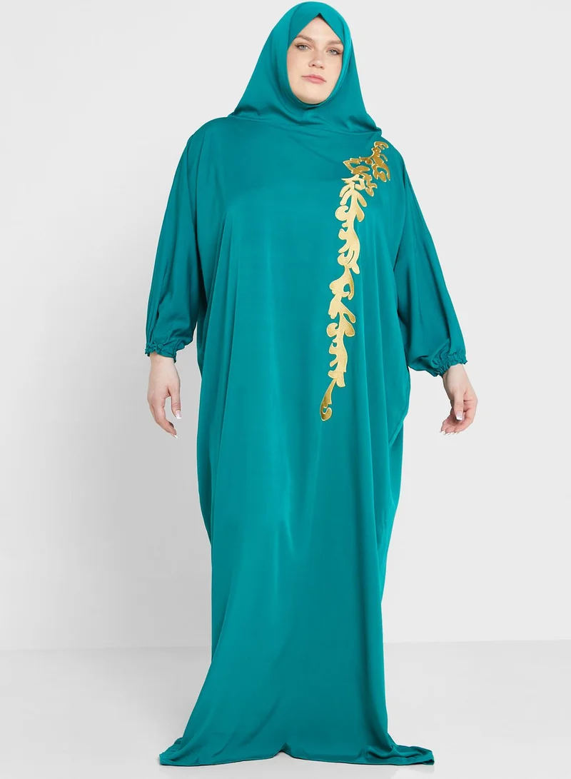 Hayas Closet Curve Embroidered Detail Cuff Prayer Dress