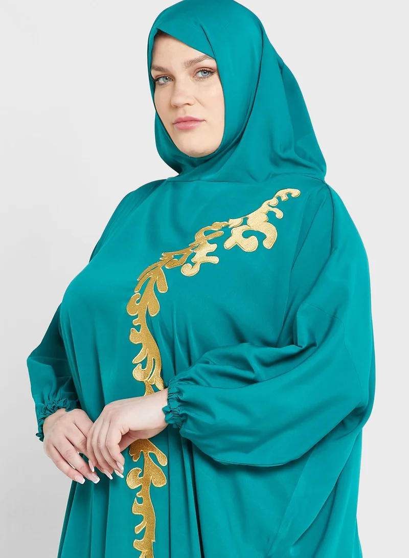 Hayas Closet Curve Embroidered Detail Cuff Prayer Dress