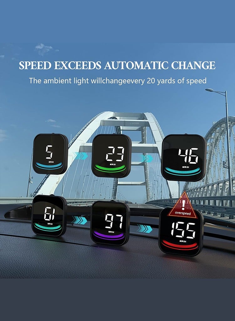 MR.SMART Mr Smart Digital Car Speedometer with Overspeed Alarm, GPS Navigation Display, MPH/KM/H, Colour-Changing Ambient Light - Image 2
