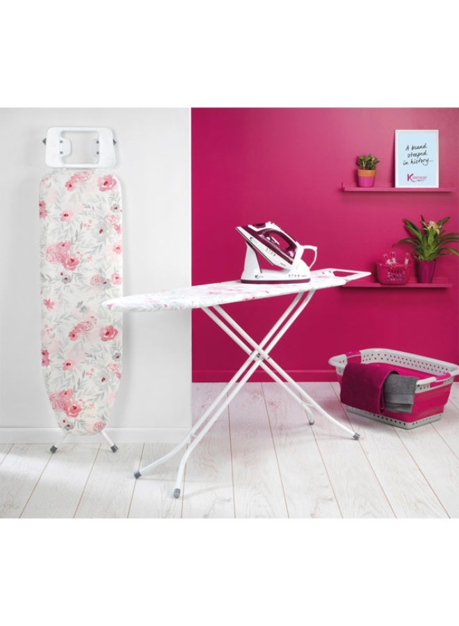Bisbell Foldable Steam Ironing Board with Adjustable Height and Thick Cotton Cover – Floral Design - Image 4