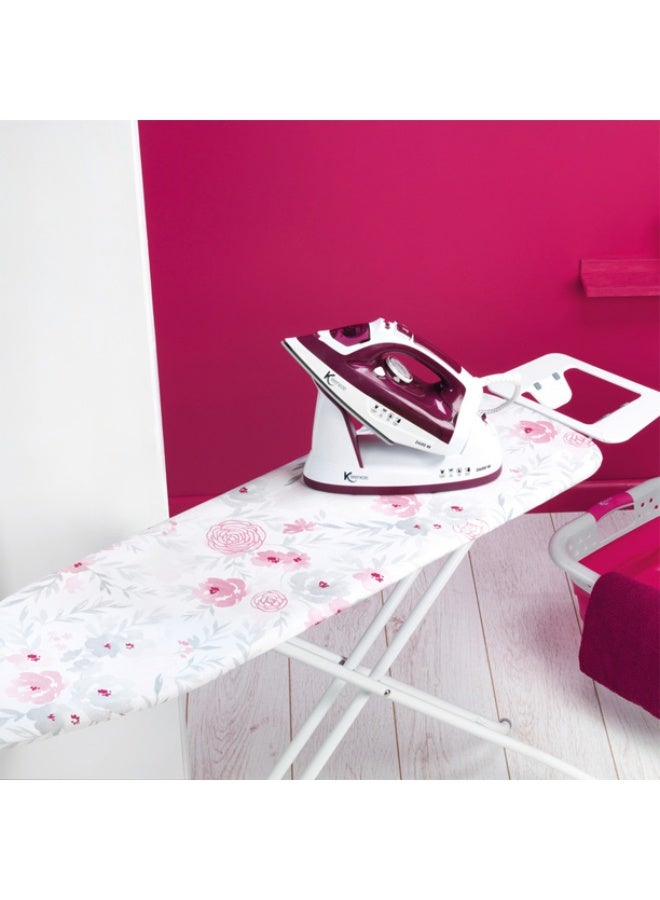 Bisbell Foldable Steam Ironing Board with Adjustable Height and Thick Cotton Cover – Floral Design - Image 5