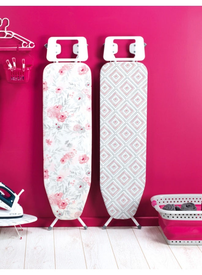Bisbell Foldable Steam Ironing Board with Adjustable Height and Thick Cotton Cover – Floral Design - Image 3
