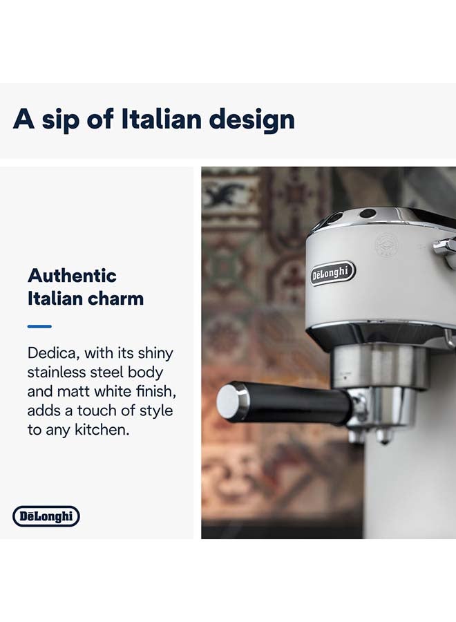 De'Longhi Dedica Pump Espresso Manual Coffee Machine | Cappuccino, Latte Macchiato With Milk Frother | Thermo Block Heating System For Accurate Temperature | Easy To Clean | EC685.W (White) 1 L 1350 W EC685.W White - Image 2
