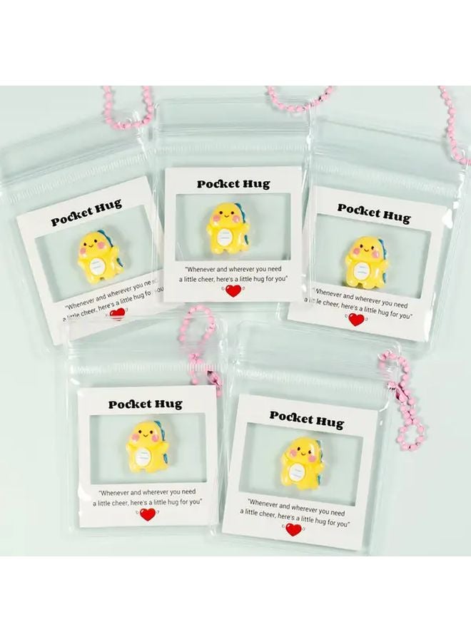 5 قطع من بطاقات العناق الجيبية الراتنجية الديناصور اللطيفة هدايا تشجيعية للأصدقاء والعائلة - Image 2