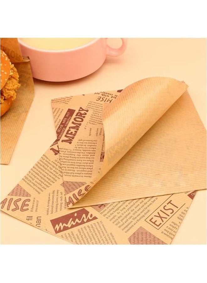 Kraft Paper Packing Bags, 100PCS Letters Printed Pastry Donut Bread Bags, Wedding Decoration Food Greaseproof Paper Bags, Sandwich Packing Bags - Image 4