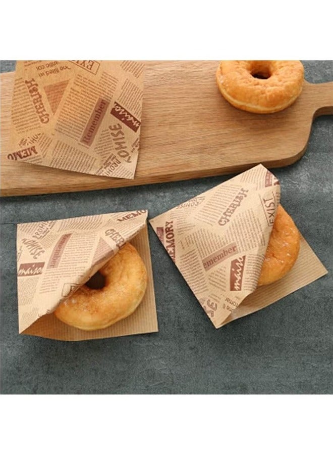 Kraft Paper Packing Bags, 100PCS Letters Printed Pastry Donut Bread Bags, Wedding Decoration Food Greaseproof Paper Bags, Sandwich Packing Bags - Image 3