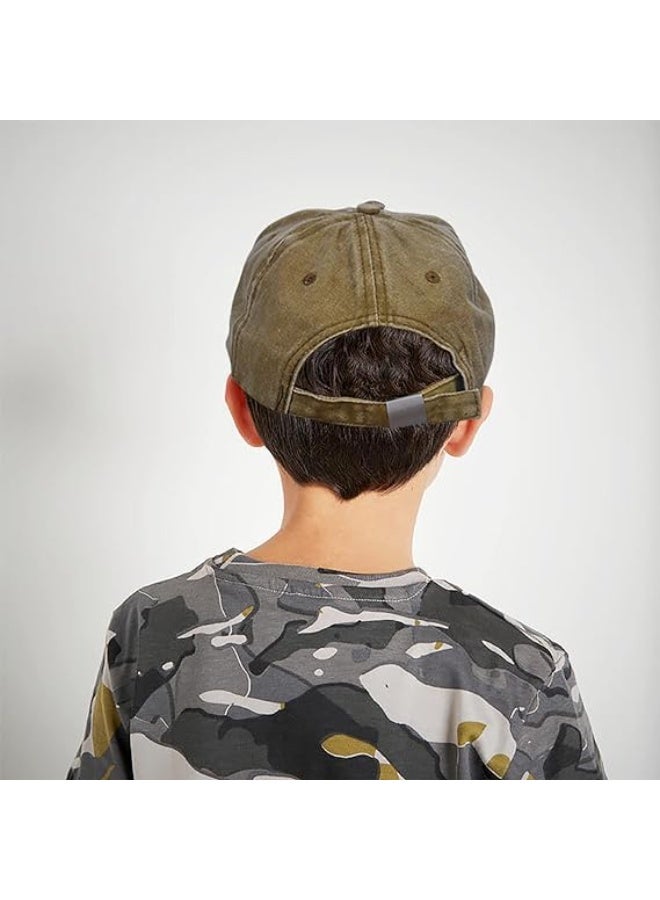 Excavator Toddler Baseball Hat, Cute Embroidery Kids Baseball Cap, Toddler Boy Hat, Adjustable Cotton Washed Vintage Cowboy Hat, Children Sun Hat, for Boys Girls Age 2-8, Kahki - Image 5