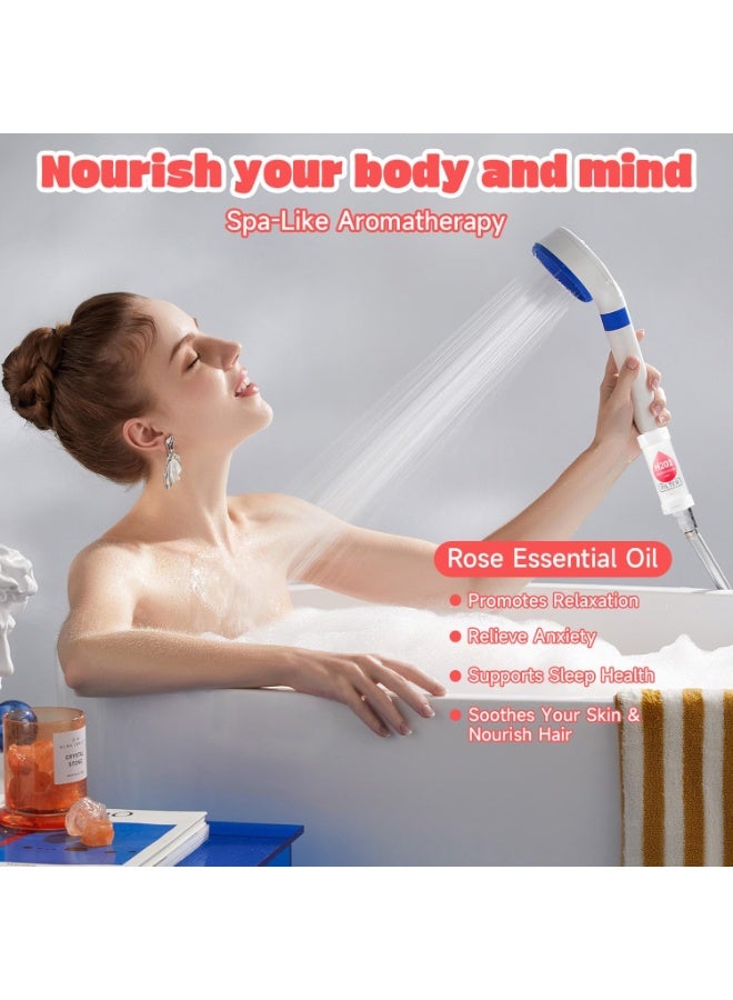 اتش 201 فلتر دش بفيتامين سي مع عِلاج عطري برائحة الورد | فلتر بـ 12 مرحلة لتنعيم الماء العسر وإزالة الكلور والفلورايد | فلتر دش مُعطّر لبشرة مشرقة وشعر حريري | فلتر دش بتصميم عالمي (رائحة الورد) - Image 3