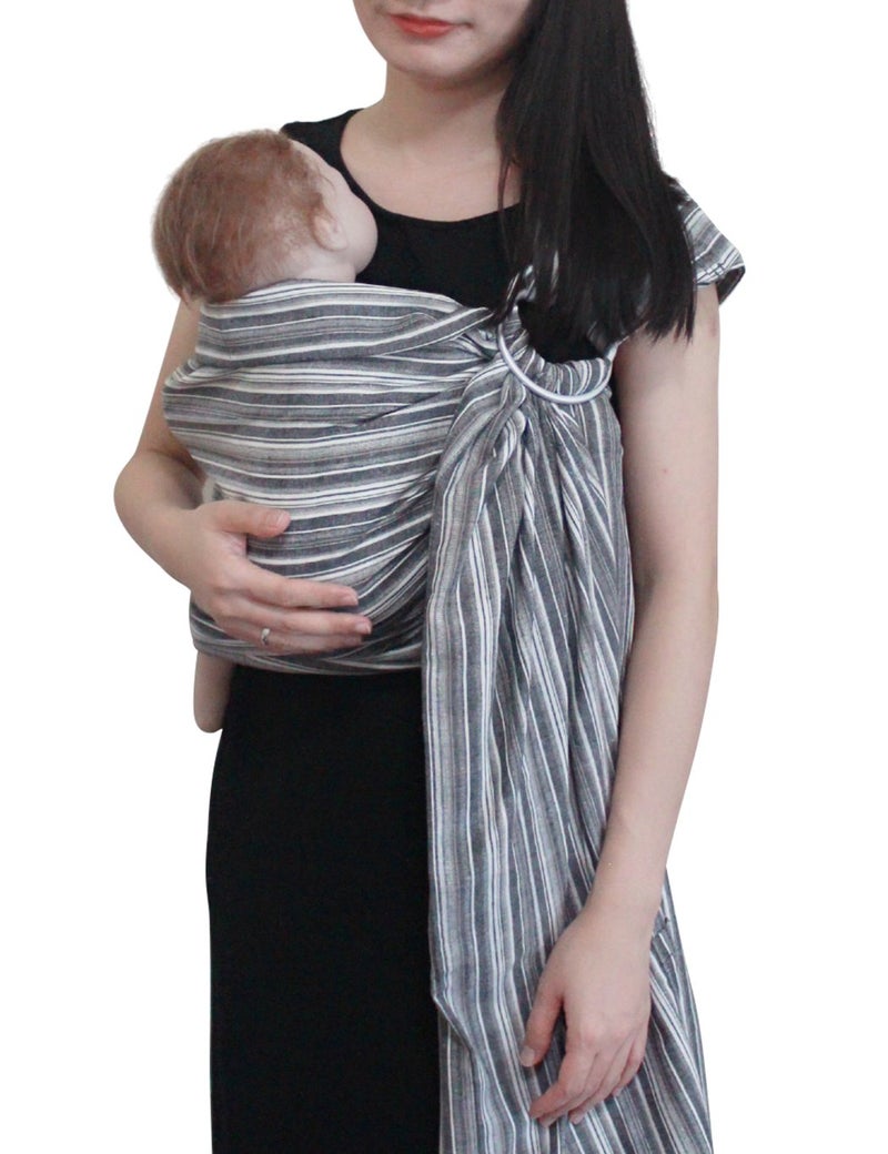 Vlokup Ring Sling Baby Carrier, Soft Cotton Baby Sling Carrier Newborn to Toddler, Baby Wrap Carrier for Plus Size Parents, Perfect Shower Gift, Rock - Image 1