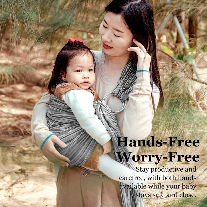 Vlokup Ring Sling Baby Carrier, Soft Cotton Baby Sling Carrier Newborn to Toddler, Baby Wrap Carrier for Plus Size Parents, Perfect Shower Gift, Rock - Image 4