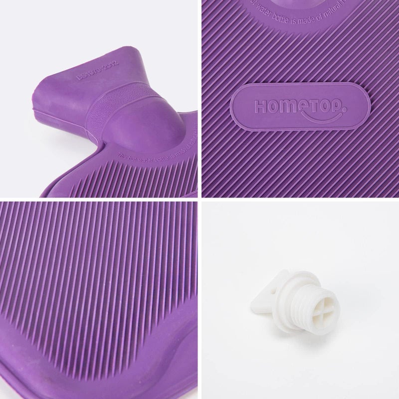 HomeTop زجاجة ماء ساخن أو بارد من هوم توب كلاسيك مطاطية فاخرة مع غلاف حيوان محشو لطيف (2 لتر، بنفسجي) - Image 3
