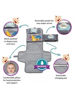 Snowie Soft ® Baby Changing Mat With Organizer Bags, Foldable And Detachable Changing Pad For Baby Diaper Bag, Changing Table Pad. One-Hand Diaper Change Pad. Baby Shower Gifts, Newborn Baby Essentials  - Image 3